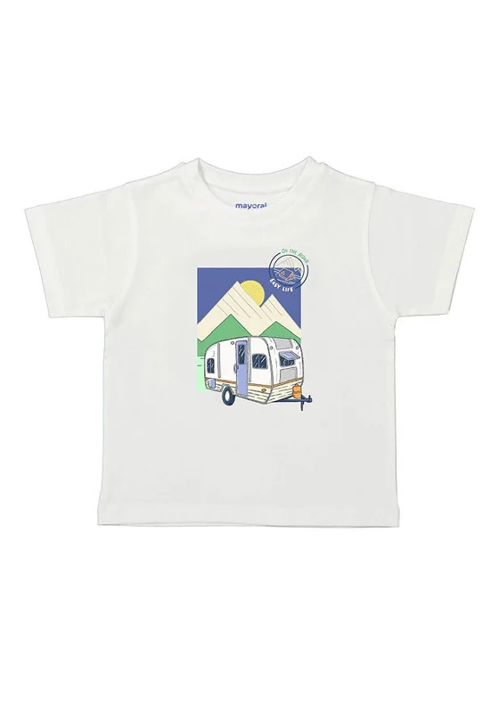 Embroidered Short Sleeve TopsMayoral Boy On The Road Print Short Sleeve Tee, White