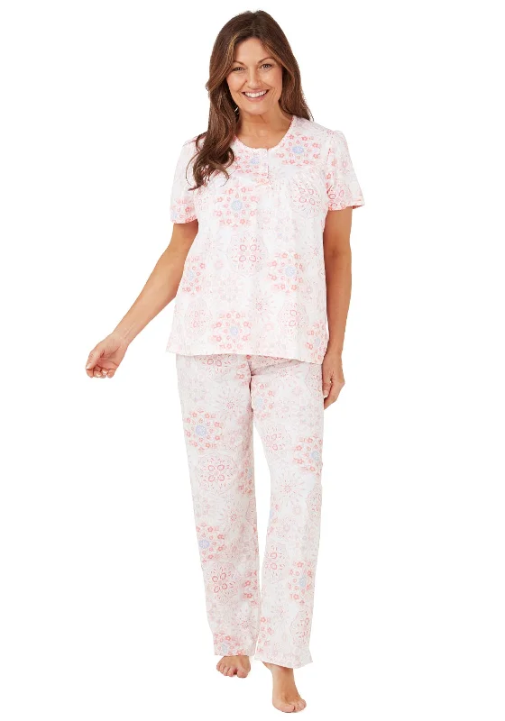 Punk Short Sleeve TopsMarlon Pastel Tiles Cotton Short Sleeve Pyjama Set, Pink