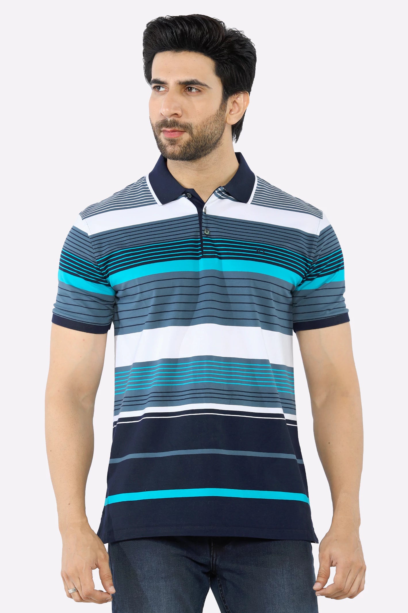 Turquoise Yarn Dyed PoloOffice polo shirt