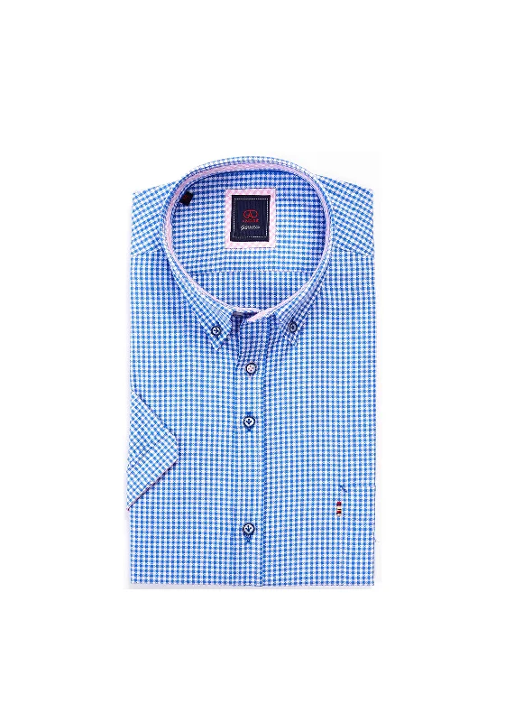 Formal Short Sleeve TopsAndre Camden Gingham Short Sleeve Shirt, Blue