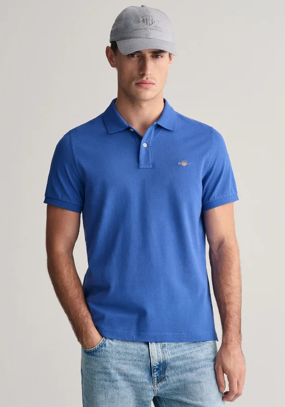 Gant Shield Pique Polo Shirt, Rich BlueHandmade polo shirt