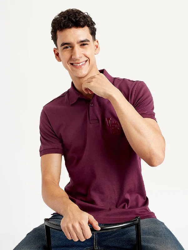 Men's Solid Slim Fit Polo T-ShirtGlitter polo shirt