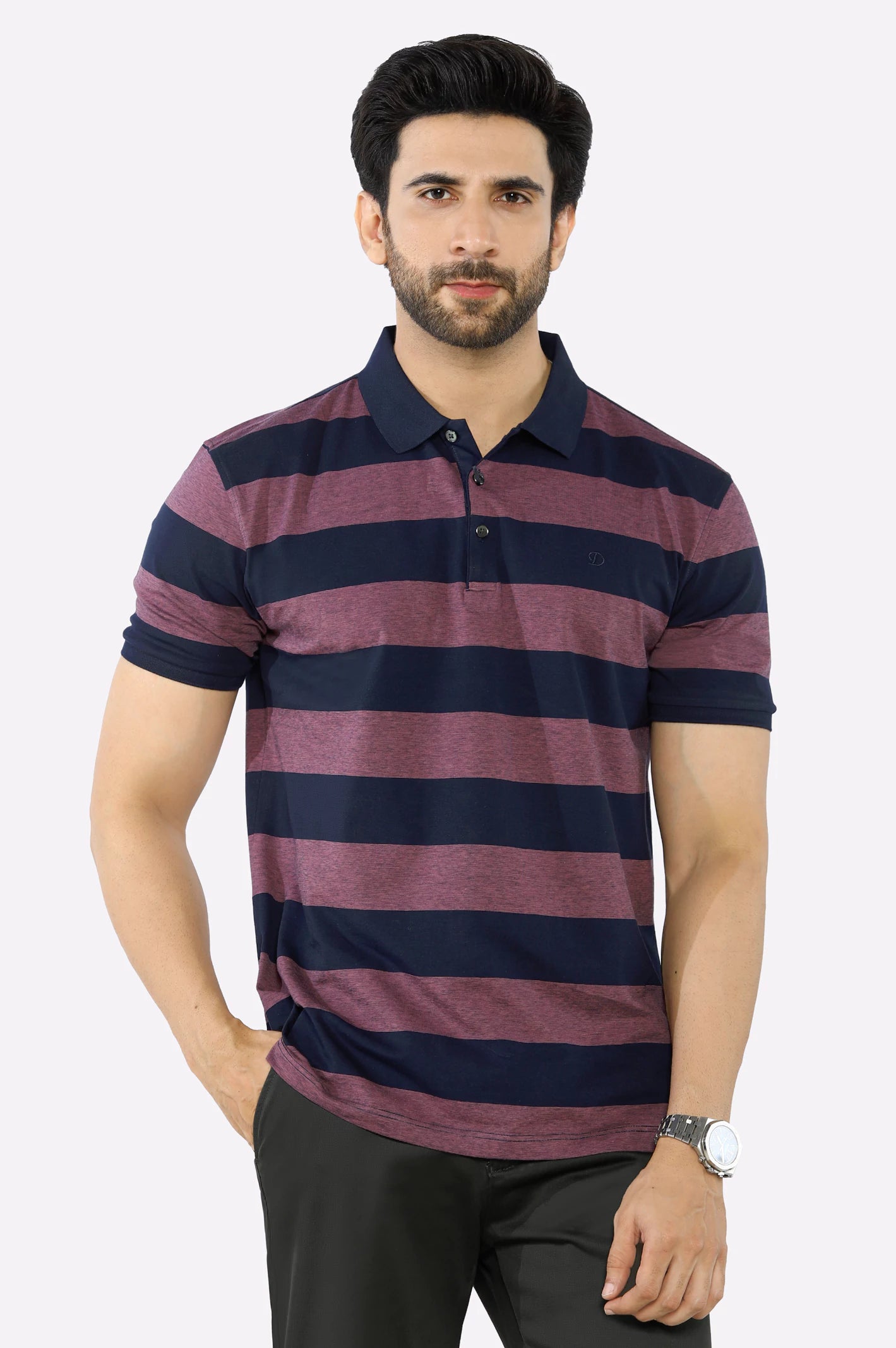 Purple Yarn Dyed PoloPetite polo shirt