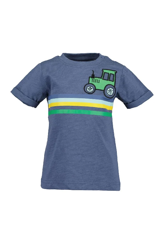 Hunting Short Sleeve TopsBlue Seven Baby Boy Stripe Tractor Short Sleeve Tee, Blue