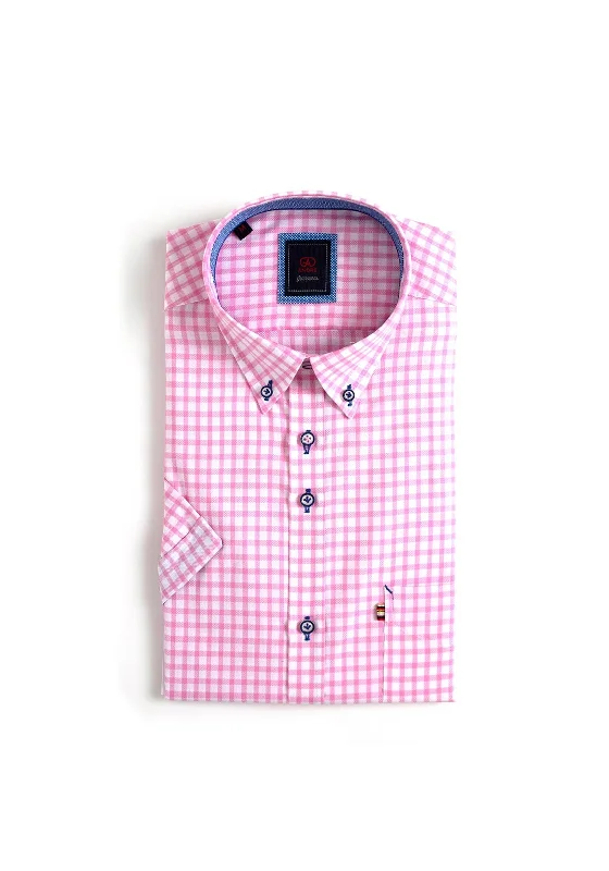 Branded Short Sleeve TopsAndre Lombard Gingham Short Sleeve Shirt, Pink