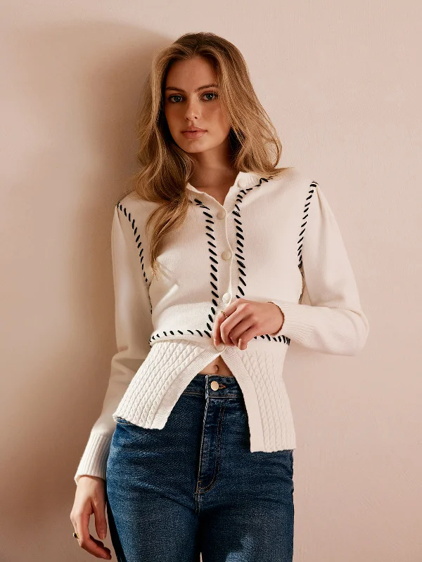 Padded cardiganContrast Trim Split Slim Cardigan