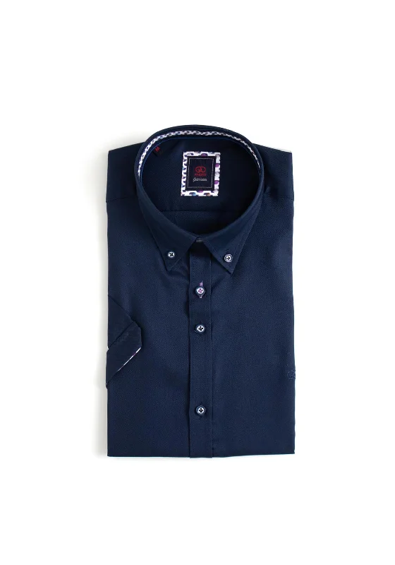 College Short Sleeve TopsAndre Baggot Plain Short Sleeve Shirt, Navy