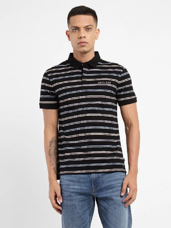 Men's Striped Polo Collar T-shirtVegan polo shirt