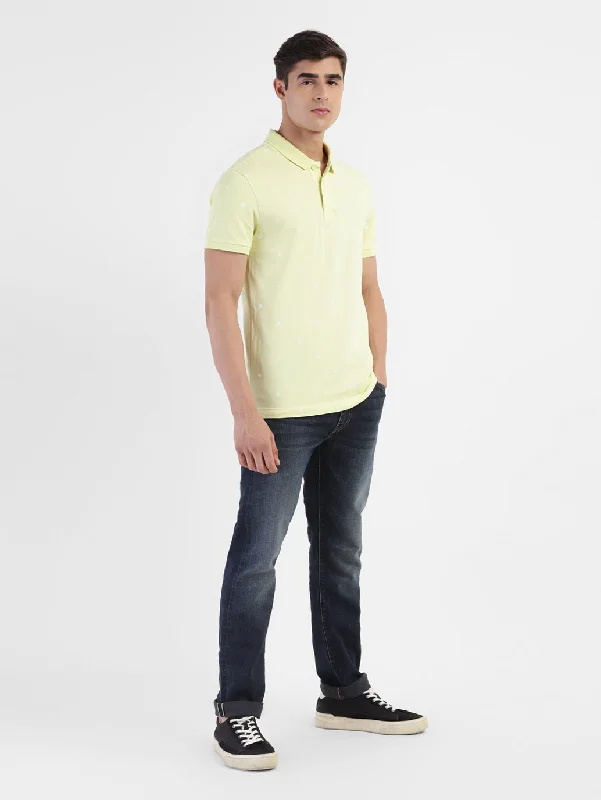 Men's Geometric Print Polo T-shirt YellowAnti-odor polo shirt