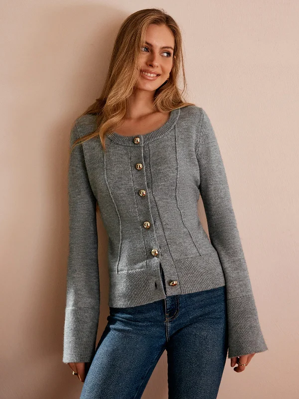 Casual cardiganBreasted Bell Sleeve Slim Cardigan