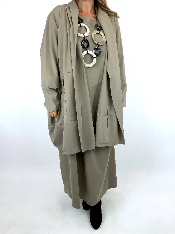 Made in Italy Lagenlook Campbell Pocket Jacket in Stone. 91940Hooded Jackets