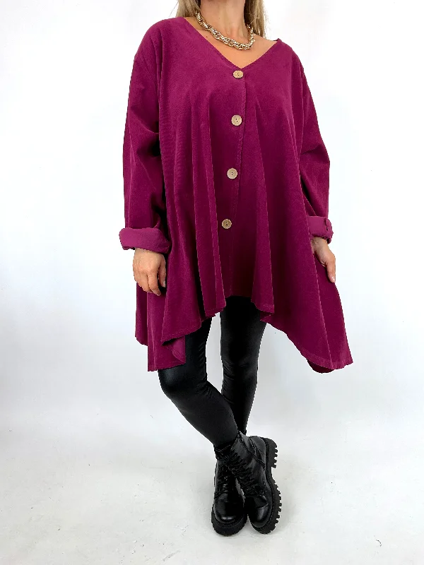 Made in Italy Lagenlook Kara Needle  Cord Jacket in Wine. 91964College Jackets