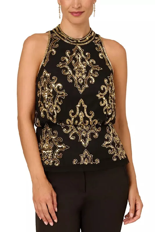 Athletic ShirtsAdrianna Papell Sequin Halter-Neck Blouse