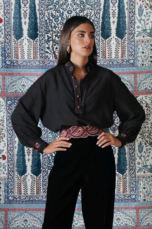 Collaborative ShirtsBoteh Blouse - Black by Rosewater House