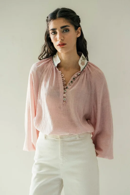 Embellished ShirtsIvy Blouse - Pink & White by RosewaterHouse