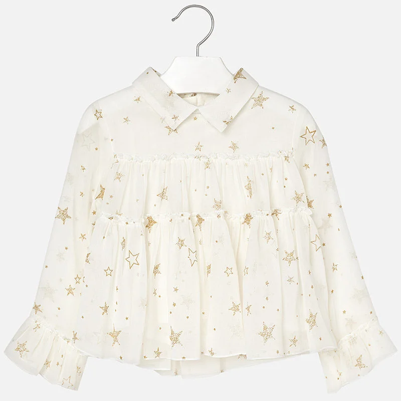 Rayon ShirtsMayoral Star Print Chiffon Blouse