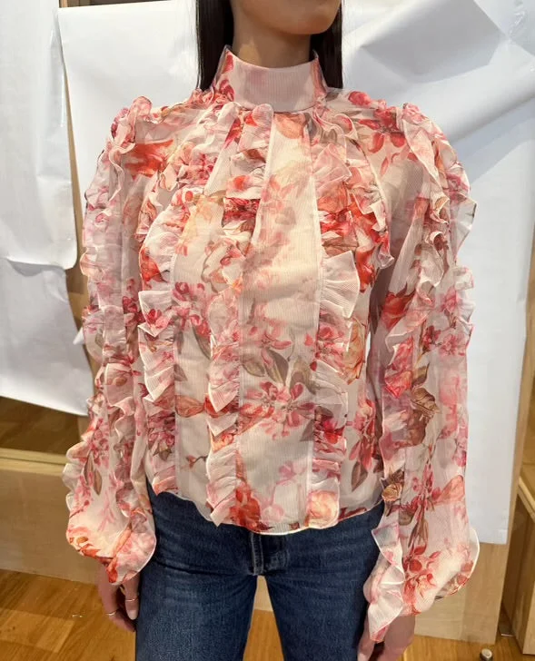 Streetwear ShirtsPatBo Floral Haze Ruffle Blouse Vapor