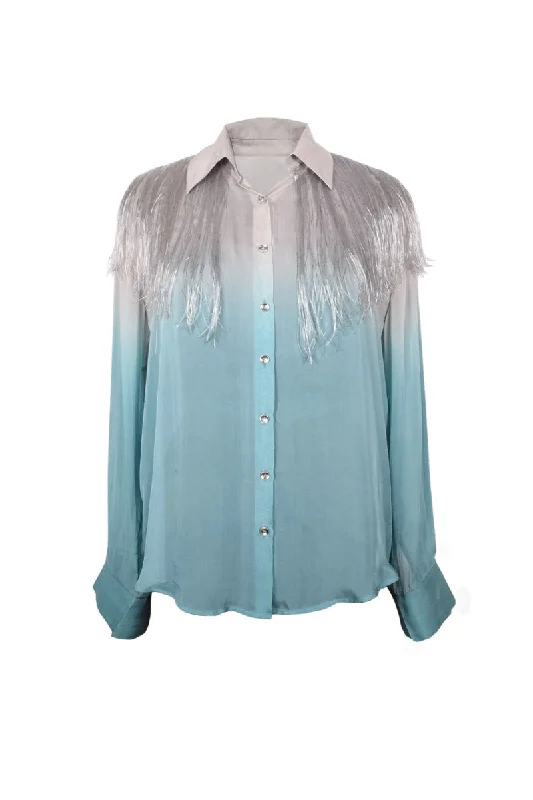 Gym ShirtsSILK FRINGE-DETAILED GRADIENT BLOUSE